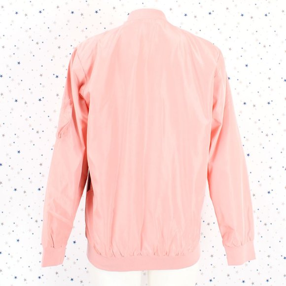 Light Pink Long Zip Up Bomber Jacket - Picture 6 of 8
